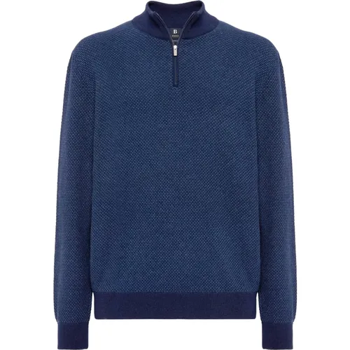 Kaschmir-Mix Halbzip Strickpullover , Herren, Größe: S - Boggi Milano - Modalova