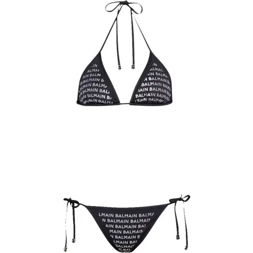 Schwarzes Logo-Bikini - Elegant und Modern - Balmain - Modalova
