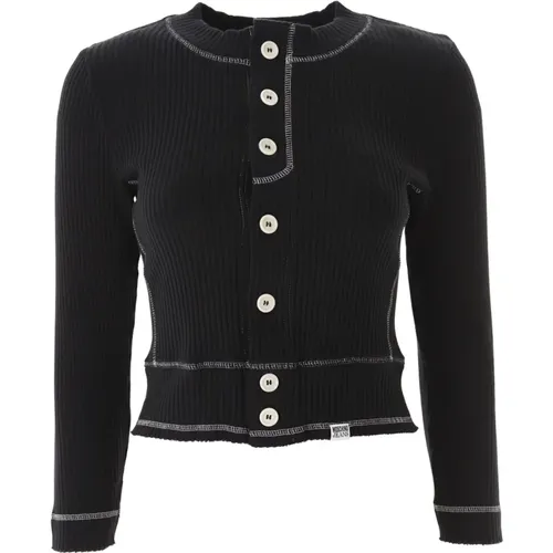 Ribbed Cardigan Top in , female, Sizes: L - Moschino - Modalova