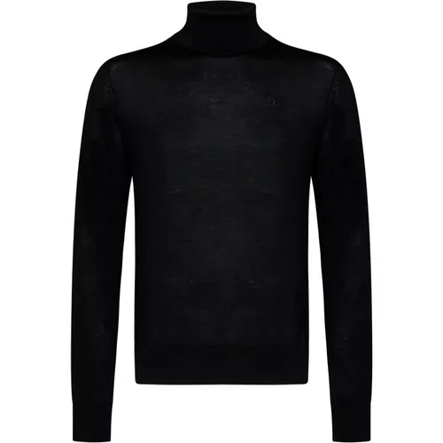 Turtlenecks, male, , Size: L Wool Turtleneck Sweater with Logo - Dsquared2 - Modalova