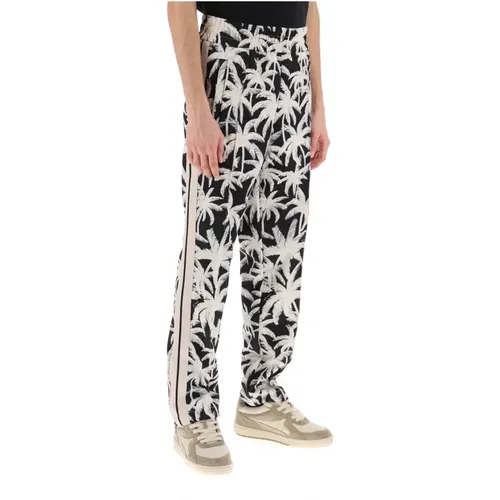 Sweatpants, male, , Size: L Palm Print Joggers with Side Bands - Palm Angels - Modalova