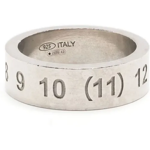 Engraved Numbers Logo Silver Ring , male, Sizes: 44 MM - Maison Margiela - Modalova