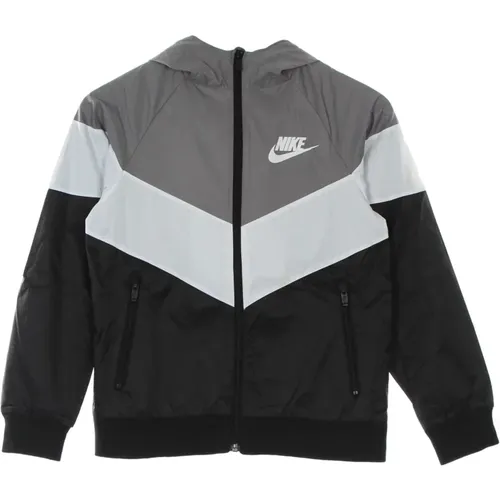 Light Jackets, male, , Size: M Hooded Windrunner Jacket Gunsmoke/White/Black - Nike - Modalova