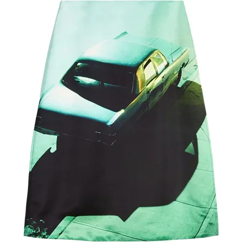 Midi Skirts, female, , Size: XS Green Car Print Skirt - Jil Sander - Modalova