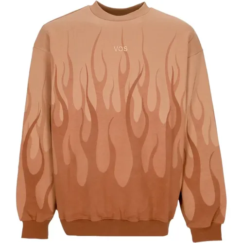 Sweatshirts, male, , Size: XL Flames Lightweight Crewneck Sweatshirt Terracotta - Vision OF Super - Modalova