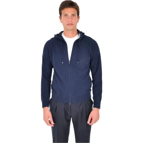 Cashmere Knitwear, male, , Size: XL Cashmere Cardigan with Hood - Herno - Modalova