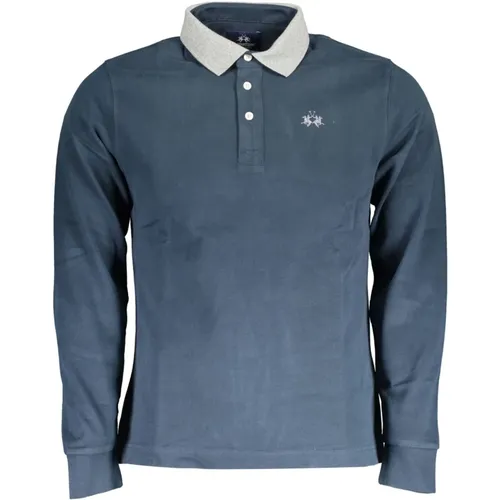 Blaues Baumwoll-Poloshirt mit Stickerei , Herren, Größe: XL - LA MARTINA - Modalova