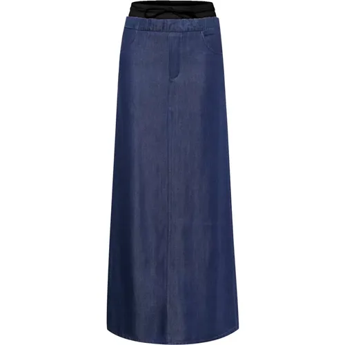 Long Skirt Dark Unwashed , female, Sizes: XS, M, XL, S, L - Gestuz - Modalova