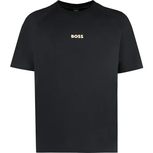 Geripptes Crew-Neck Baumwoll-T-Shirt , Herren, Größe: S - Hugo Boss - Modalova