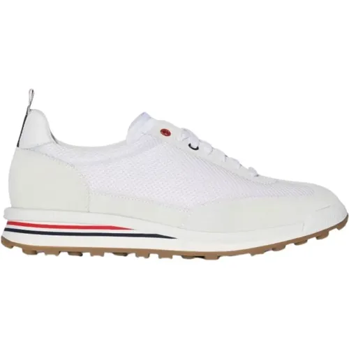 Weiße Tech Runner Sneakers aus Feinem Kid Suede,Mesh Tech Runner Sneakers mit kontrastierenden Wildledereinsätzen - Thom Browne - Modalova