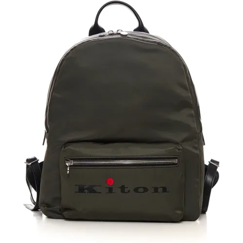 Stylish Leather Detail Backpack , male, Sizes: ONE SIZE - Kiton - Modalova