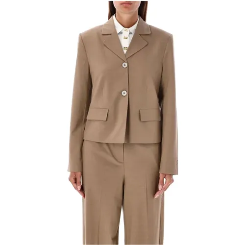 Tiger's Eye Wool-Blend Blazer , female, Sizes: M, L - Ganni - Modalova