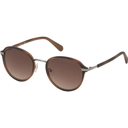 Blonde Havana Sonnenbrille mit Braunen Shaded Gläsern , Herren, Größe: 53 MM - Guess - Modalova