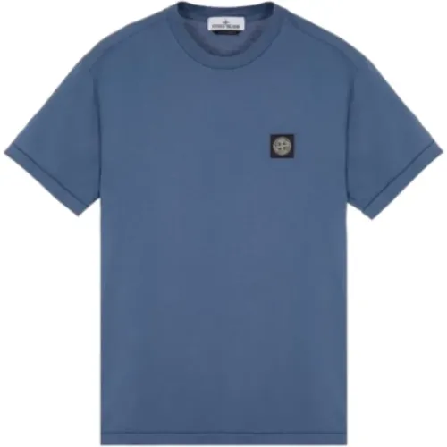 Kurzarm Blau Logo T-Shirt , Herren, Größe: L - Stone Island - Modalova
