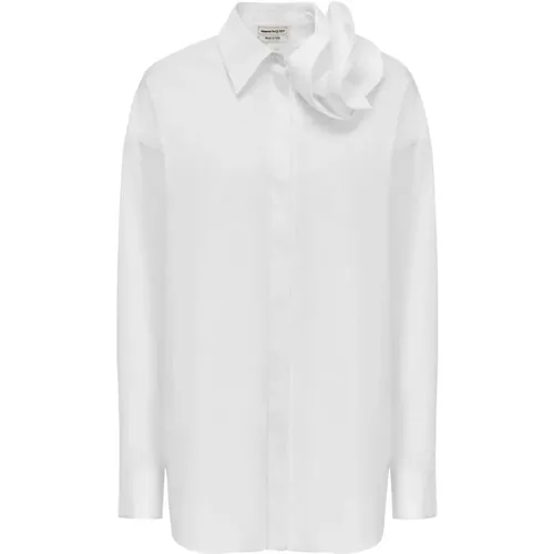 Cotton Poplin Shirt with Orchid Collar , female, Sizes: XS - alexander mcqueen - Modalova