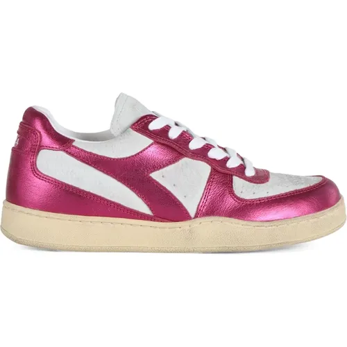 Metallische Low-Top-Ledersneakers , Damen, Größe: 36 1/2 EU - Diadora - Modalova