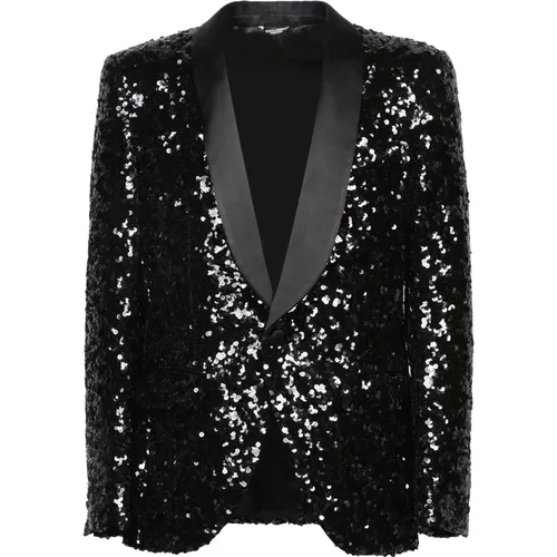 Blazers, male, , Size: L Sequin Blazer Elegant Luxury Jacket - Dolce & Gabbana - Modalova