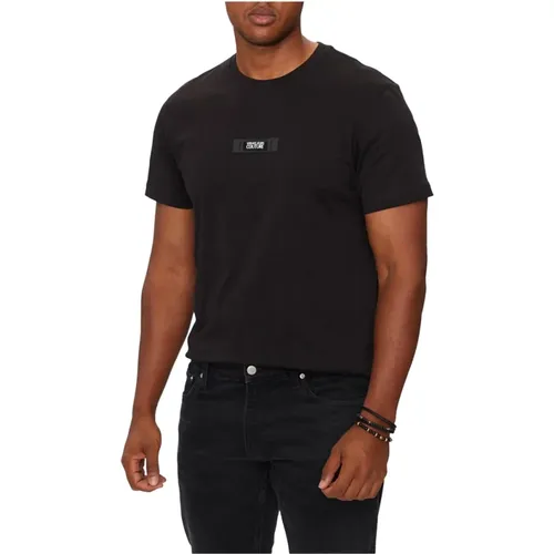 Schwarzes T-Shirt mit Versace Jeans Logo , Herren, Größe: S - Versace Jeans Couture - Modalova