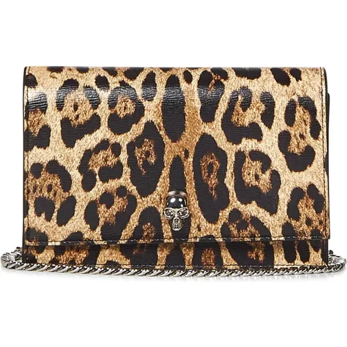 Leopard Print Foldover Shoulder Bag , female, Sizes: ONE SIZE - alexander mcqueen - Modalova