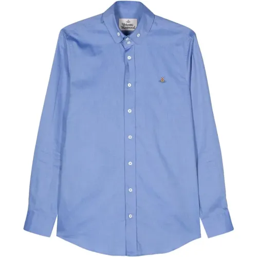 Blaues Baumwoll-Popeline-Button-Down-Hemd , Herren, Größe: S - Vivienne Westwood - Modalova