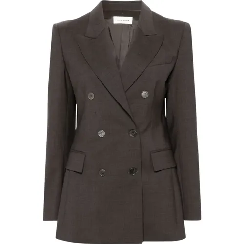 Blazers, female, , Size: XS Double-Breasted Dark Grey Jacket - P.a.r.o.s.h. - Modalova