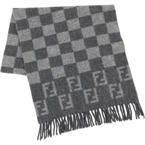 Pre-owned Scarves, female, , Size: ONE SIZE Pre-owned Wool Scarf - Fendi Vintage - Modalova