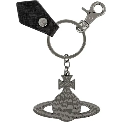 Keyrings, unisex, , Size: ONE SIZE Silver Hammered Orb Keychain - Vivienne Westwood - Modalova