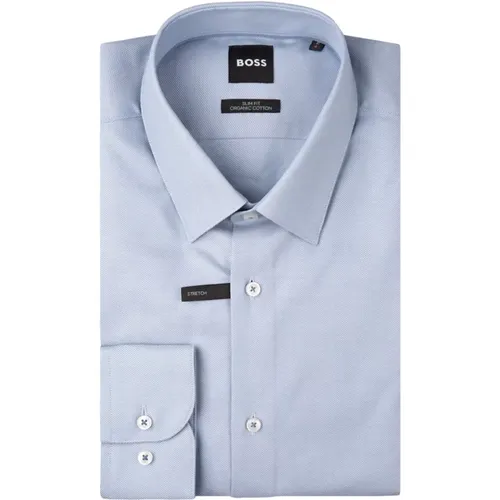 Slim-Fit Blaues Hemd mit Kent-Kragen , Herren, Größe: 3XL - Hugo Boss - Modalova