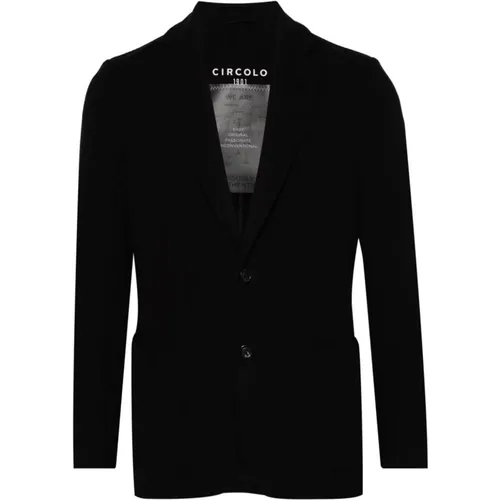 Blazers, male, , Size: L Single-Breasted Blazer with Pincé Details - Circolo 1901 - Modalova