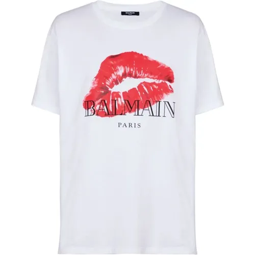 T-Shirts, male, , Size: S Graphic Print Crew Neck T-shirt - Balmain - Modalova