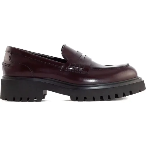 Burgundy Leather Loafers with Mask Detail , female, Sizes: 5 UK, 6 UK, 4 UK - Guglielmo Rotta - Modalova