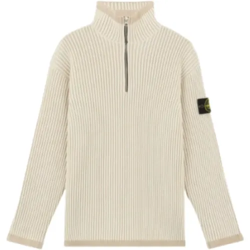 Turtlenecks, male, , Size: L Zip-neck wool sweater - Stone Island - Modalova