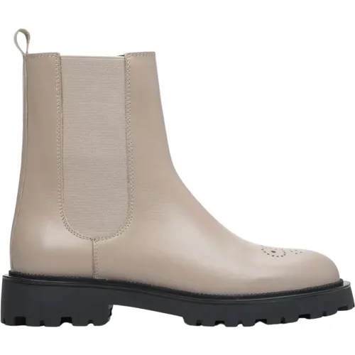 Damen & Graue Leder Stiefeletten mit Dekorativen Perforationen Er00113676 , Damen, Größe: 37 EU - Estro - Modalova