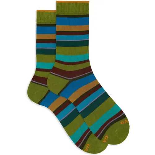 Italienische kurze Socken mit mehrfarbigen Streifen - Gallo - Modalova