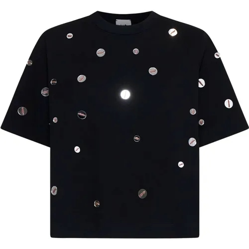 Schwarze T-Shirts und Polos mit Spacchetti , Damen, Größe: L - Alysi - Modalova