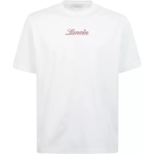 T-Shirts, male, , Size: L Embroidered Cotton T-shirt - Lanvin - Modalova