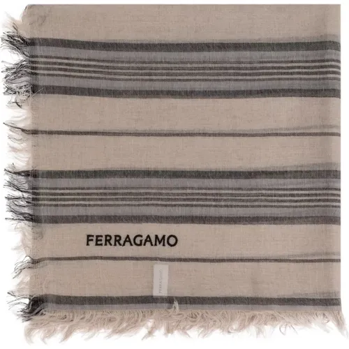 Winter Scarves, male, , Size: ONE SIZE Wool Shawl - Salvatore Ferragamo - Modalova