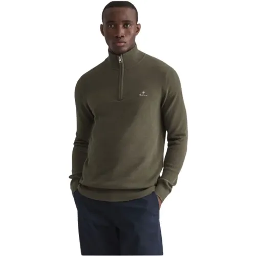 Classic Cotton Piqué Half-Zip Sweater , male, Sizes: 4XL - Gant - Modalova