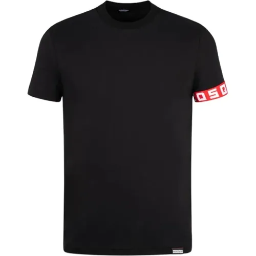 Schwarzes T-Shirt mit kurzen Ärmeln , Herren, Größe: L - Dsquared2 - Modalova