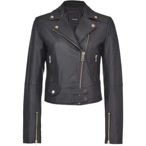 Bikerstil Lederjacke mit metallischen Details - pinko - Modalova