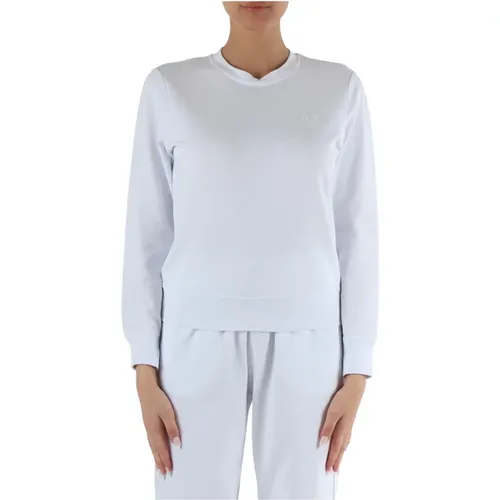 Cotton Pique Sweatshirt with Rhinestone Logo , female, Sizes: S, M, L - Sun68 - Modalova