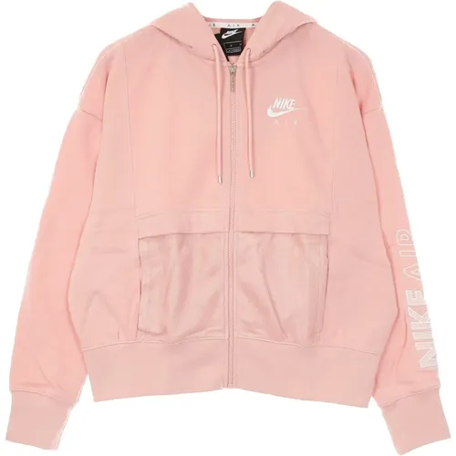 Zip-throughs, female, , Size: L Glaze/White Zip Hoodie Sportswear Air Top Fleece - Nike - Modalova