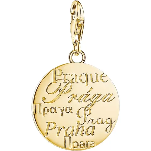 Gold Prague Charm Pendant Coin , female, Sizes: ONE SIZE - Thomas Sabo - Modalova