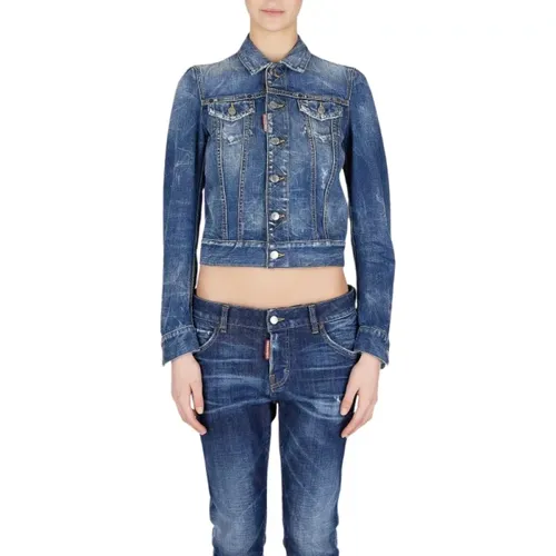 Denim Stretch Jacke mit italienischem Kragen - Dsquared2 - Modalova