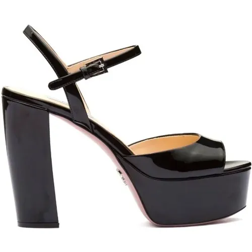 Elevate Your Style with Leather Platform Sandals , female, Sizes: 8 UK, 6 UK - Prada - Modalova