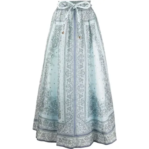 Long Linen and Silk Organza Skirt , female, Sizes: L, M - Zimmermann - Modalova