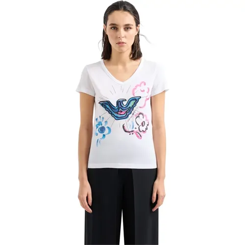 Women's Short Sleeve T-Shirt , female, Sizes: L, XS, M - Emporio Armani - Modalova
