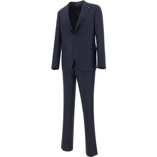 Single Breasted Suits, male, , Size: 3XL Navy Wool Suit Dress - Tagliatore - Modalova