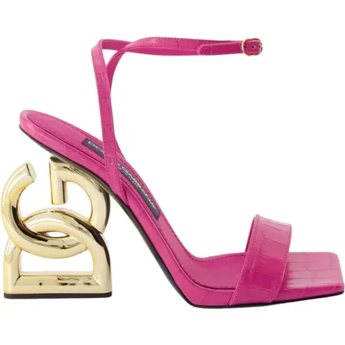 Verstellbare Kroko-Sandalen , Damen, Größe: 38 EU - Dolce & Gabbana - Modalova