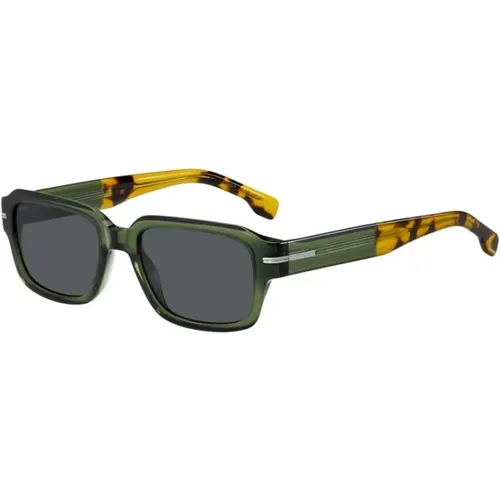 Havana Sunglasses with Grey Lenses , unisex, Sizes: 53 MM - Boss - Modalova
